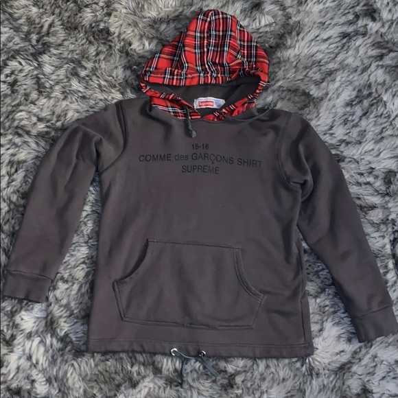 Supreme Grey And Plaid Hoodie | Poshmark